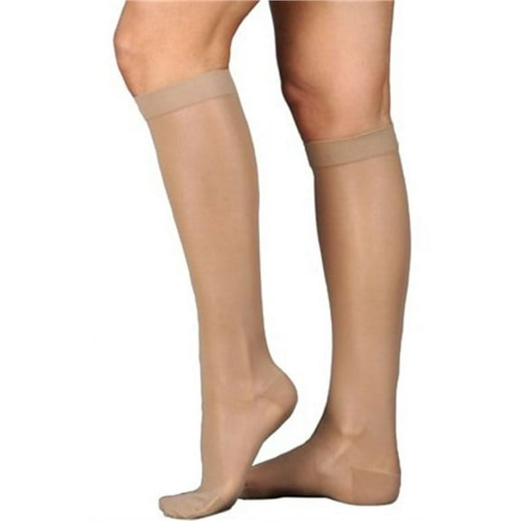 Juzo 2102 Naturally Sheer Open Toe Knee Highs - 30-40 mmHg Short Beige V