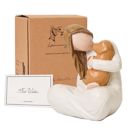 Girl and Dog Figurines, Friendship Memorial Gifts for Loss of Dog, Resin Pet Statues Ornament Decoration Make a Memory and Give Loyal Pet a Loving Hug