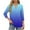 Blue, variant on Women's T-Shirt Gradient V-Neck 3/4 Sleeve Blouse Black (2XL)