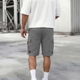 thumbnail image 4 of YLSDY Men's Solid Outdoor Cargo Shorts, Drawstring Elastic Waist, Multi-Pocket Casual Fashion Shorts Gray XXL, 4 of 8