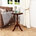 thumbnail image 2 of HLR Round Small End Table Set of 2, Wooden Pedestal Side Coffee Table, 2pcs Vintage Accent Nightstand for Living Room, Bedroom, Entryway, Dark Brown, 2 of 7