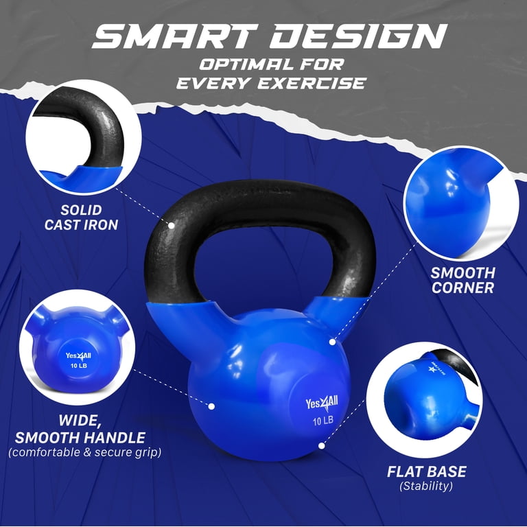 Kettlebell Yes4All 2-20kg en fonte avec revêtement en Kettlebell Yes4All 2-20kg en fonte avec revêtement en