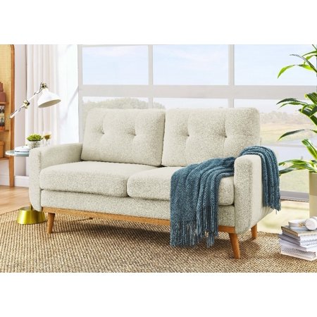 Modern 67.7" Wide Mid-Century Tufted Upholstered Sofa with Wooden Legs