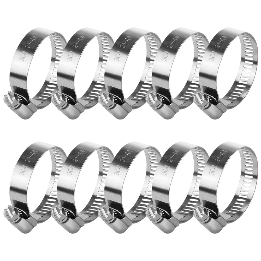 Hose Clamp Silver Stainless Steel Worm Gear 8mm Metal Made 10pcs Hose Clamp Silver Stainless Steel Worm Gear 8mm Metal Made 10pcs
