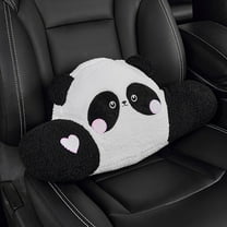 HaoXun Ergonomic Car Lumbar Support Pillow with Cute Panda Design - Breathable Back Cushion for Long Drives, Office Comfort & Fatigue Relief