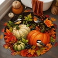 thumbnail image 4 of Orange Pumpkins Fall Round Area Rug 4 FT, Non Slip Indoor Outdoor Rug, Thanksgiving Maple Leaves Autumn Washable Soft Circular Carpet Non-Shedding Floor Mat for Coffee Table Nursery Foyer Balcony, 4 of 9