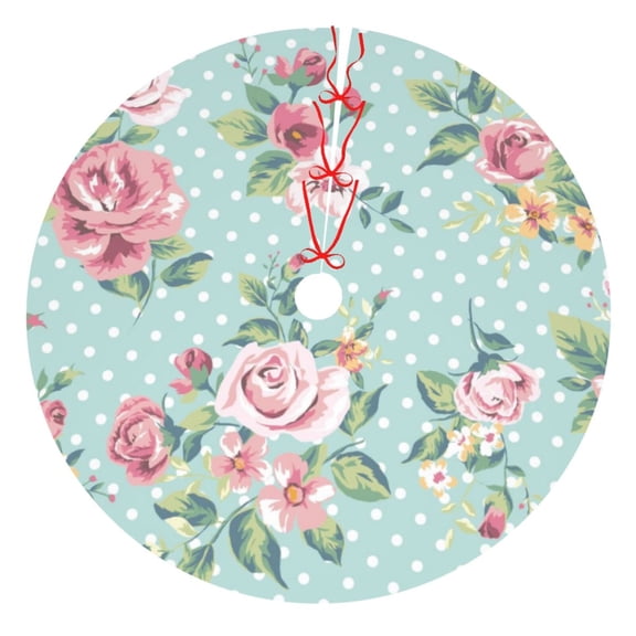 Rateoe Vintage Floral Print Christmas Tree Skirt 30" for Xmas Holiday New Year Party Circle Tree Mat Ornaments Decoration