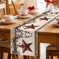 thumbnail image 3 of Farmhouse American Table Runner, Country Star Berries Vintage Wood Grain Cotton Linen Kitchen Table Decoration Washable Dining Tabletop Runners for Home Party Decor 18x72 Inches, 3 of 9