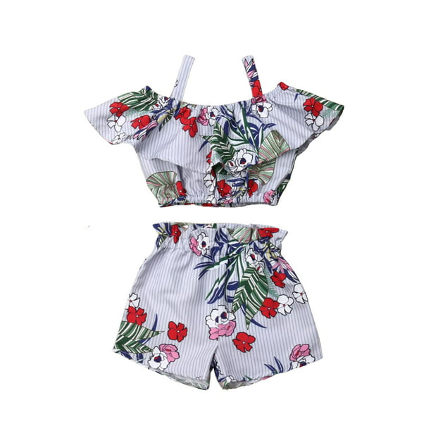 Xiaodriceee - 2Pcs Summer Kids Toddler Baby Girls Crop Tops Floral ...