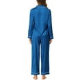 thumbnail image 3 of INSPIRE CHIC Women's Satin Pajama Sets Long Sleeves Tops and Pants 2 Pcs Loungewear XS Blue, 3 of 6