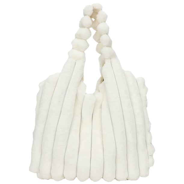 Bolso de mano esponjoso para mujer bolso de mano de felpa de gran capacidad bolso de compras informal