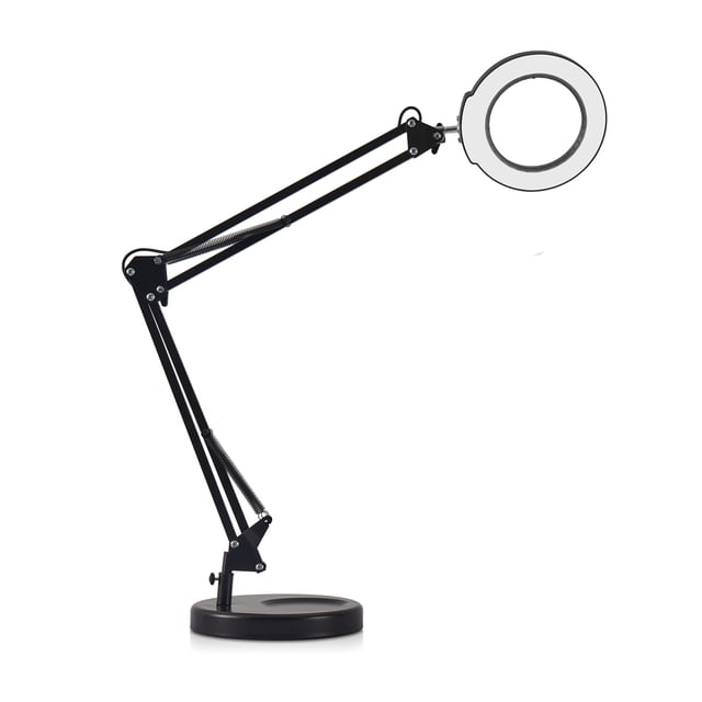 Flexible Clamp-on Table Lamp with 5x Magnifier Swing Arm Dimmable