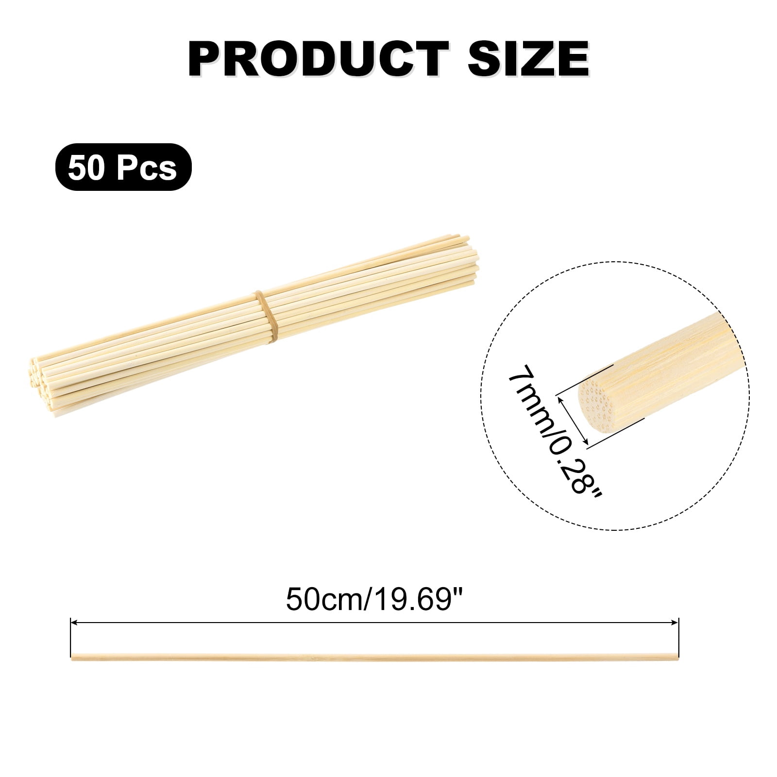 Uxcell Wooden Dowel Rods,  9/32 x 20 Inch Round Dowel Rod Wood Sticks Bamboo Stick for Arts Crafts Photo Booth Props DIY Building Model, 50 Pack