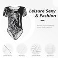 thumbnail image 4 of Saiise Motif Floral Gothique Crâne, Grenouillère à Manches Courtes pour Femmes, Col Rond, Pyjama, Justaucorps Extensible avec Fermeture à Pression-Moyen, 4 of 7