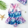 thumbnail image 6 of Actoyo Child Girls Swimsuit One Piece Cute Ruffle Mermaid Swimwear with Swim Cap 2-11Y, 6 of 10
