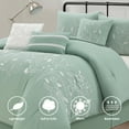 thumbnail image 2 of Lanco 7 Piece Green Comforter Set , California King Size Chain Stiching Embroidery Bedding , All Season Floral Leaves Bedding Set , Bed Skirt, Pillows & Shams, 2 of 7