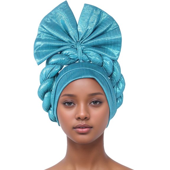 HJYCHN Women Ruffle Turban Wrap Cap Scarf Shawl Hat Chemo Headwear Sky Blue One Size