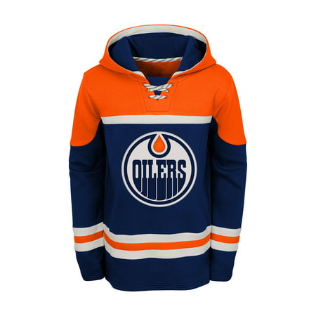  Youth Edmonton Oilers Home Ageless Revisited Pullover Hoodie -  Size 8 Blue : Sports & Outdoors