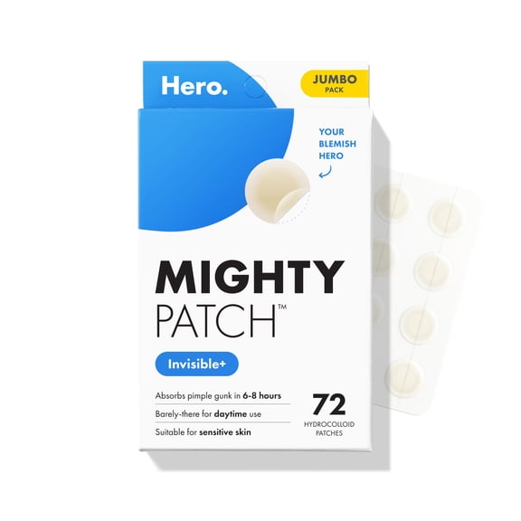 Hero Cosmetics Mighty Patch Invisible, Daytime Hydrocolloid Acne Pimple Patch, 72 Count