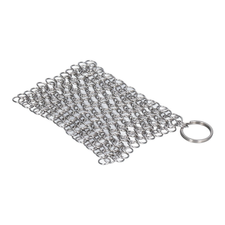 Cast Iron Cleaning Tool Mesh Silver Chain Scrubber Washable For Cabinets  For