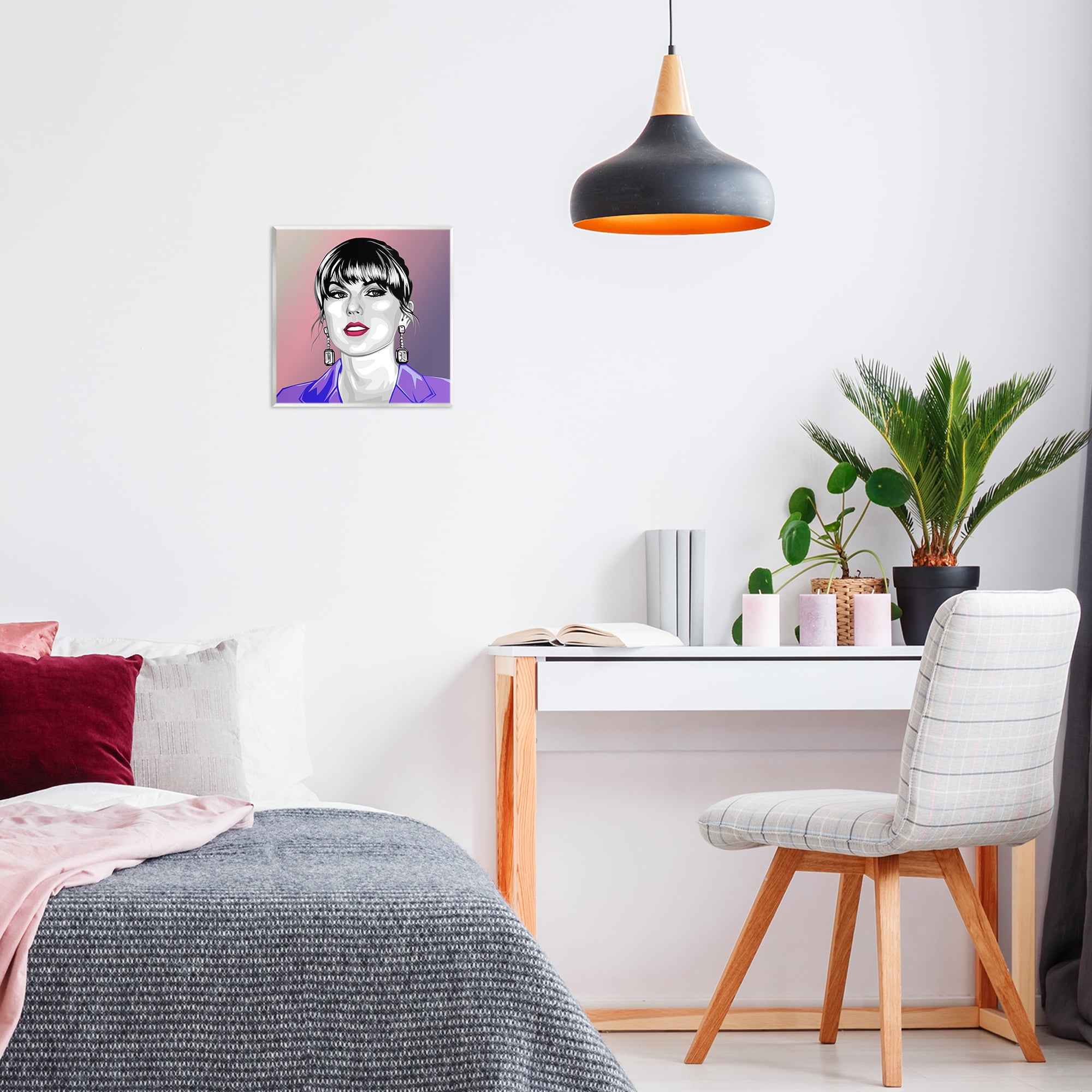 Stupell Industries Taylor Wearing Purple People Painting Unframed Art Print Wall Art, 12 x 12