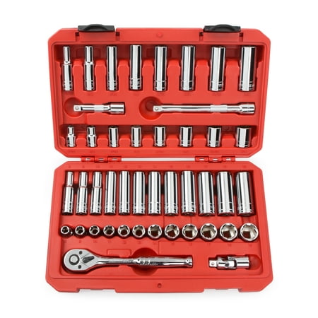TEKTON 3/8 Inch Drive 6-Point Socket Set, 45-Piece (5/16-3/4 in., 8-19 mm) | (Best Socket Set Made In Usa)