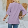 thumbnail image 6 of pimelu Womens Tops T Shirts for Women Lightweight Hollow out Ruffle Sleeve Tunic Tops Summer Fashion Solid Tee Tops Girls V-Neck Elbow-Length Blouses, 6 of 6