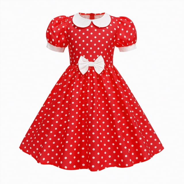 Gubotare Robe pour Enfants Fillette Robe d'Été Bébé Fille Vêtements Décontractés Sans Manches Nœud Papillon Robe de Plage 5T 6T (Rouge,5-6 Ans)