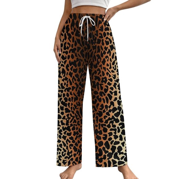 Leopard Print Pajama Pants Comfortable Elastic Waist Pajamas Fashion Sleepwear Bottoms Plus Size Homewear