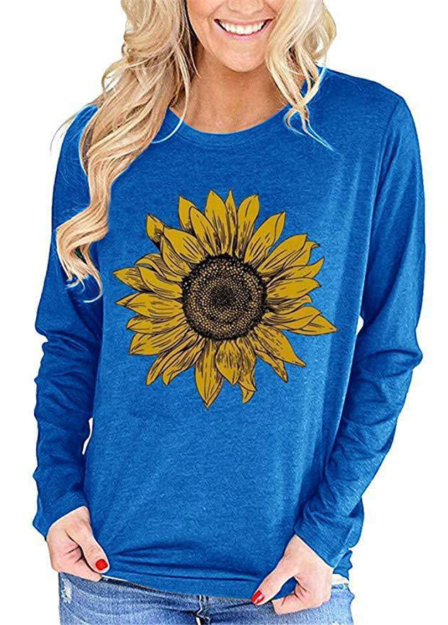 Sunflower Shirts for Women Cute Graphics Tshirt Summer Short Sleeve Tee Top Inspirational Casual Vacation Shirt Blouse