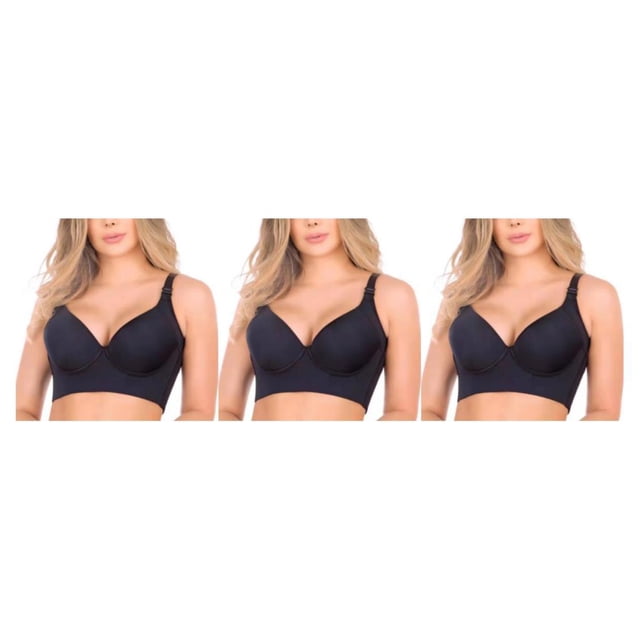 Sonducket Sujetador de copa profunda para mujer con axilas de alambre Fajas con cuello en V Sujetadores push-up Cierre trasero Sujetador Ropa Type1 NO1