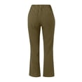 thumbnail image 4 of Ladies Cotton Linen Casual Pants, Washed Crinkled Solid Color Comfortable Long Pants with Back Pockets, Elastic Waist Pull On Pants for Daily Wear, Vacation and Beach Green XL, 4 of 6