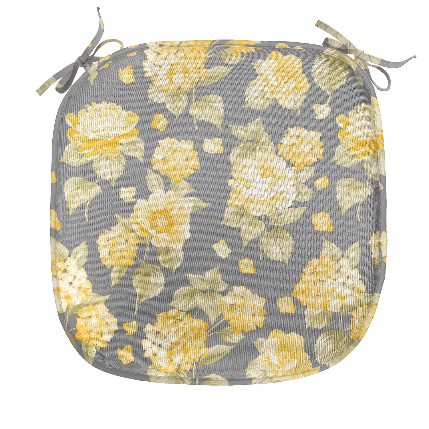 Script Flower Hydrangea Chair Flower Chair Seating Cushion, Hydrangea Chrysanthemum Hortensia Pattern ...