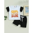 thumbnail image 2 of Bagilaanoe 2pcs Toddler Baby Boy Short Pants Set Short Sleeve Letter Print T Shirt Tops + Shorts 6M 12M 18M 24M 3T Kids Casual Summer Outfits, 2 of 8