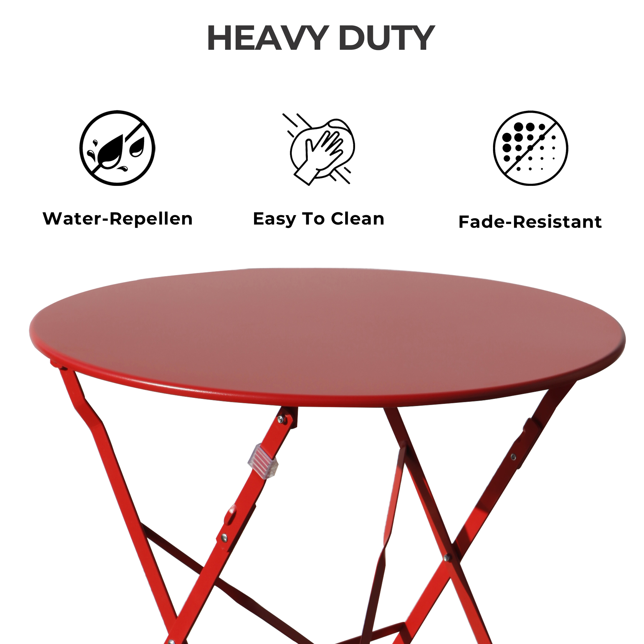 Grand Patio Metal 3-Piece Folding Bistro Table and Chairs Set, Outdoor Patio Dining Furniture for Small Spaces, Balcony, Red - image 3 of 11
