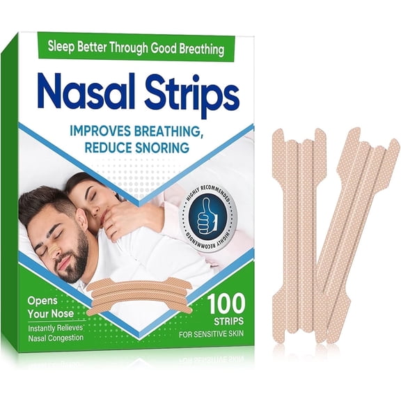Nasal Strips for Snoring, Breathe Better, Nasal Congestion Relief, Stops Snoring, Cold & Allergy, 100PCS