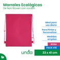 thumbnail image 2 of Pack de 10 Morrales | Bolsas Ecológicos de Non Woven con Cordón | Mochila para Gimnasio, Escuela y Viajes | Bolsa Deportiva | Medidas 33 x 41 cm | Ligeros y Resistentes | UNDA, 2 of 6
