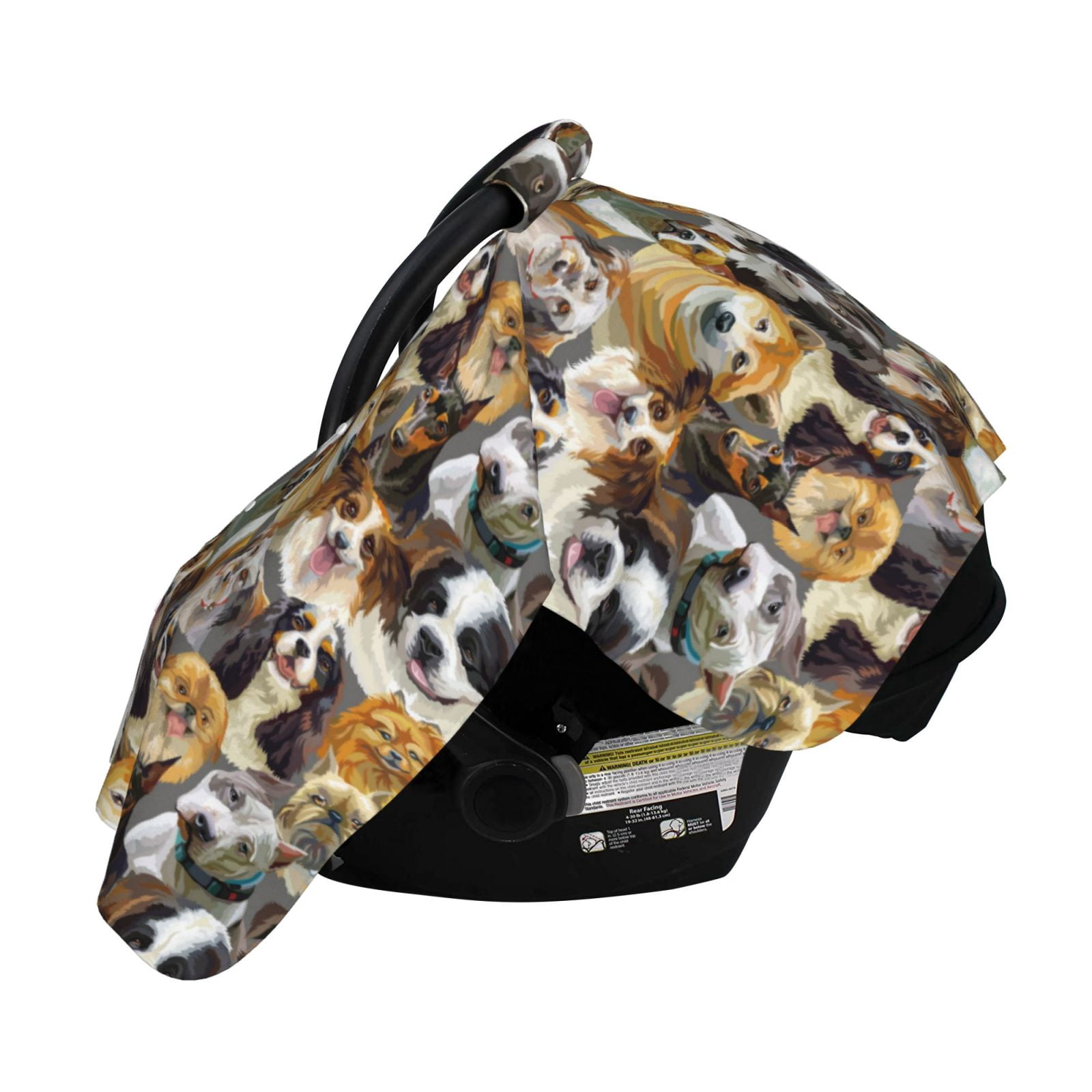 Naloa Cute Dog Baby Car Seat Cover, Breathable Baby Carrier Cover, Multiuse Baby Carrier Cover & Nursing Breastfeeding Cover
