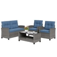 thumbnail image 6 of Walsunny 4 Pieces Outdoor Sectional Conversation Wicker Patio Furniture Set with Cushion Table for Backyard,Porch,Garden,Poolside Balcony,Gray, 6 of 7