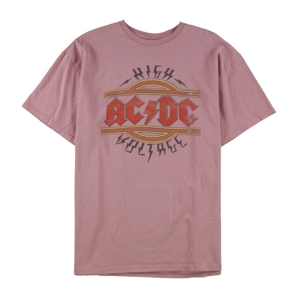 Camiseta gráfica de alto voltaje ACDC para hombre de Junk Food, rosa, grande