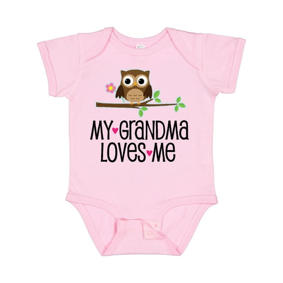Inktastic Grandma Loves Me Girls Owl Girls Baby Bodysuit