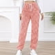 thumbnail image 3 of Gibobby Pantalones para mujer para el frío Pantalones de chándal de forro polar peludo para mujer, pantalones de forro polar con cordón grueso y cálido para invierno(Rosa,M), 3 of 5