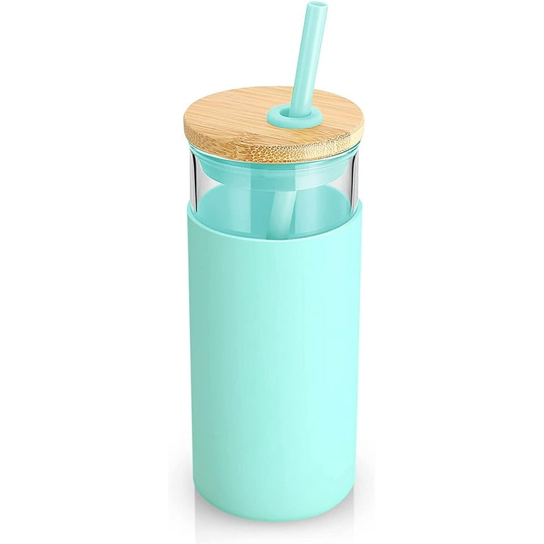 20oz Glass Tumbler Straw Silicone Protective Sleeve Bamboo Lid - BPA Free 