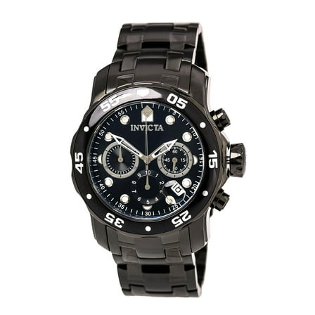 Invicta Men's 0076 Pro Diver Chronograph Black Ion-Plated Stainless Steel Watch