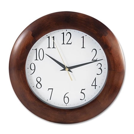 Round Wood Wall Clock, 12.75 Overall Diameter, Cherry Case, 1 Aa (sold Separately) | Bundle of 2 Each