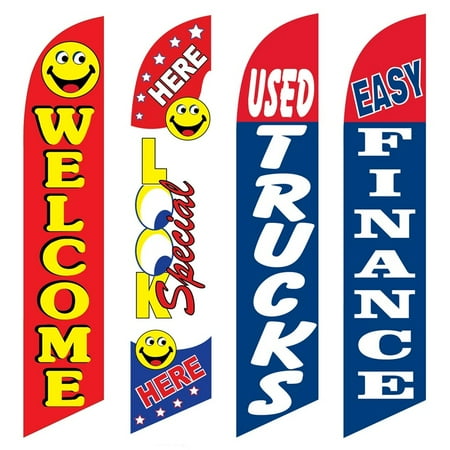 4 Advertising Swooper Flags Welcome Look Special Here Used Trucks Easy Finance Swoper