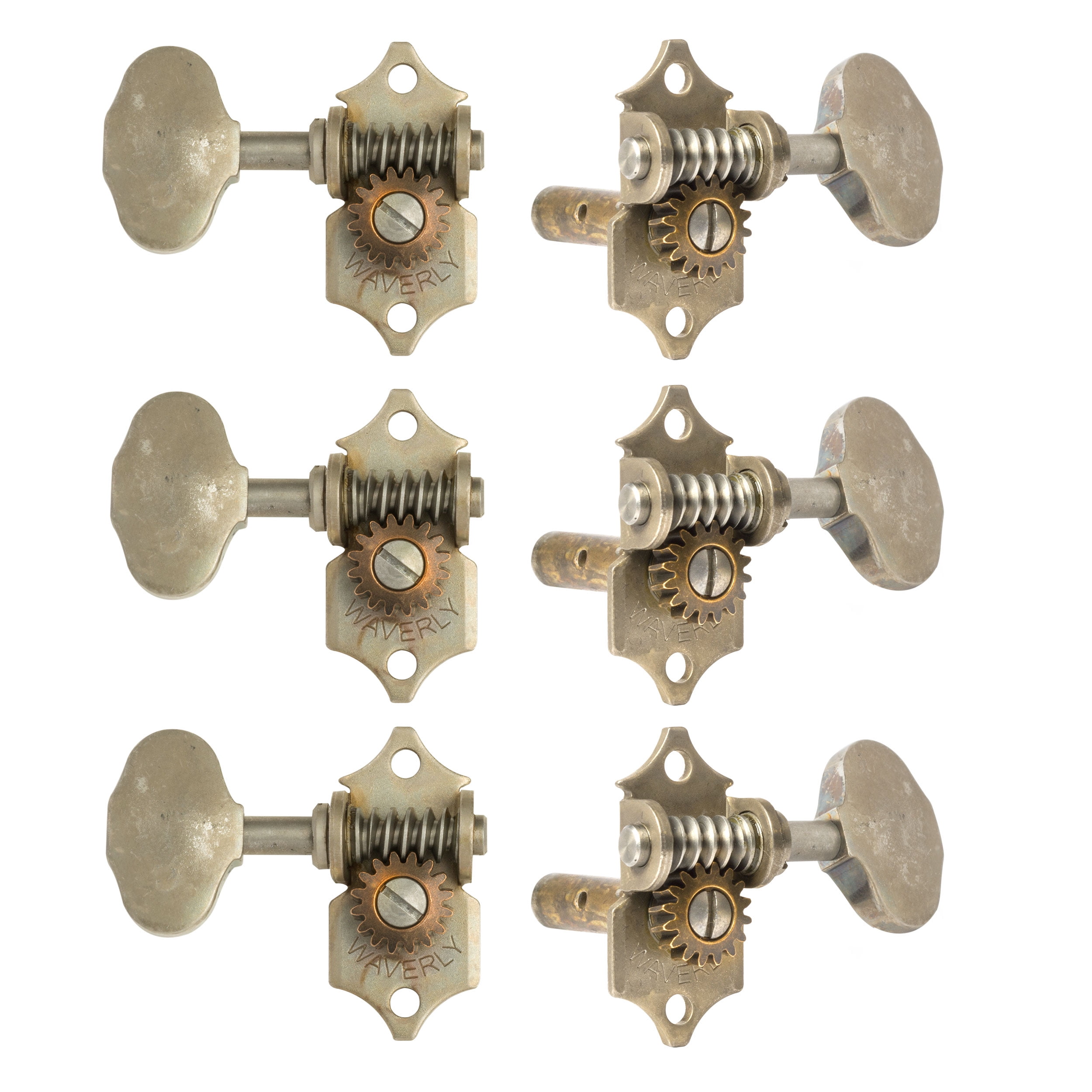 Waverly Guitar Tuners with Butterbean Knobs for Slotted Pegheads, Relic