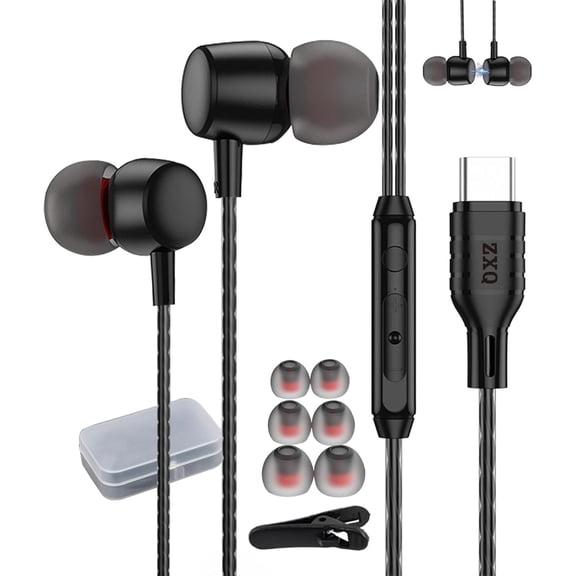 USB C Headphones in Ear Wired Earphone,Type C Earbuds,USB-C Wired Headset in-Ear for iPhone 15 Pro Max iPad Air Plus Samsung Galaxy A53 A54 S21 S22 S23 Ultra OnePlus 10 Pixel7(Black) Iijsd-C10