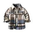 thumbnail image 3 of HAOTAGS Boys Girls Flannel Plaid Shirt, Long Sleeve Button Down Shirt Casual Spring Fall Outwear Blue 2-3 Years, 3 of 4