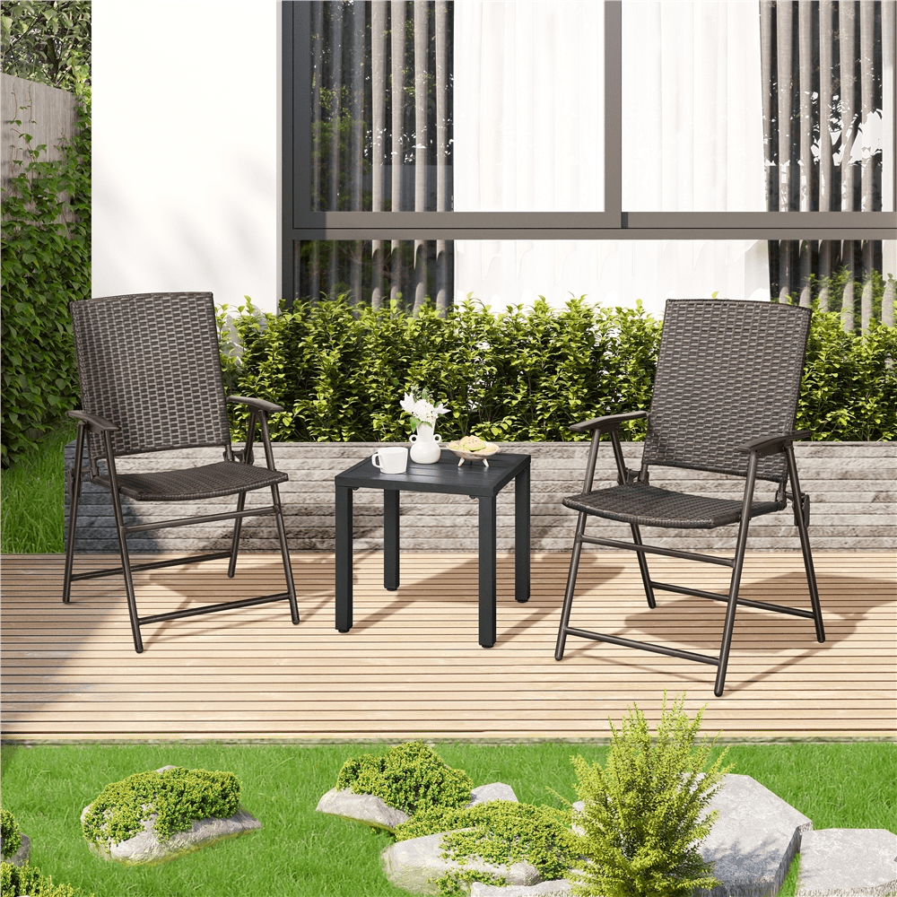 Renwick Outdoor Square Metal Side Table with Slatted Top, Black